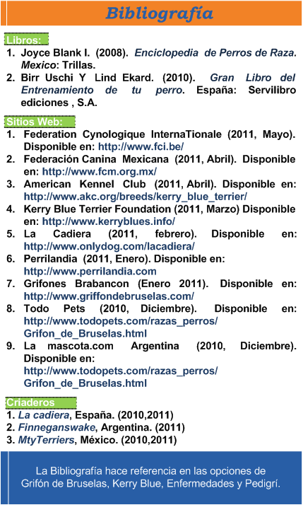Bibliografia utilizada en documentos del criadero